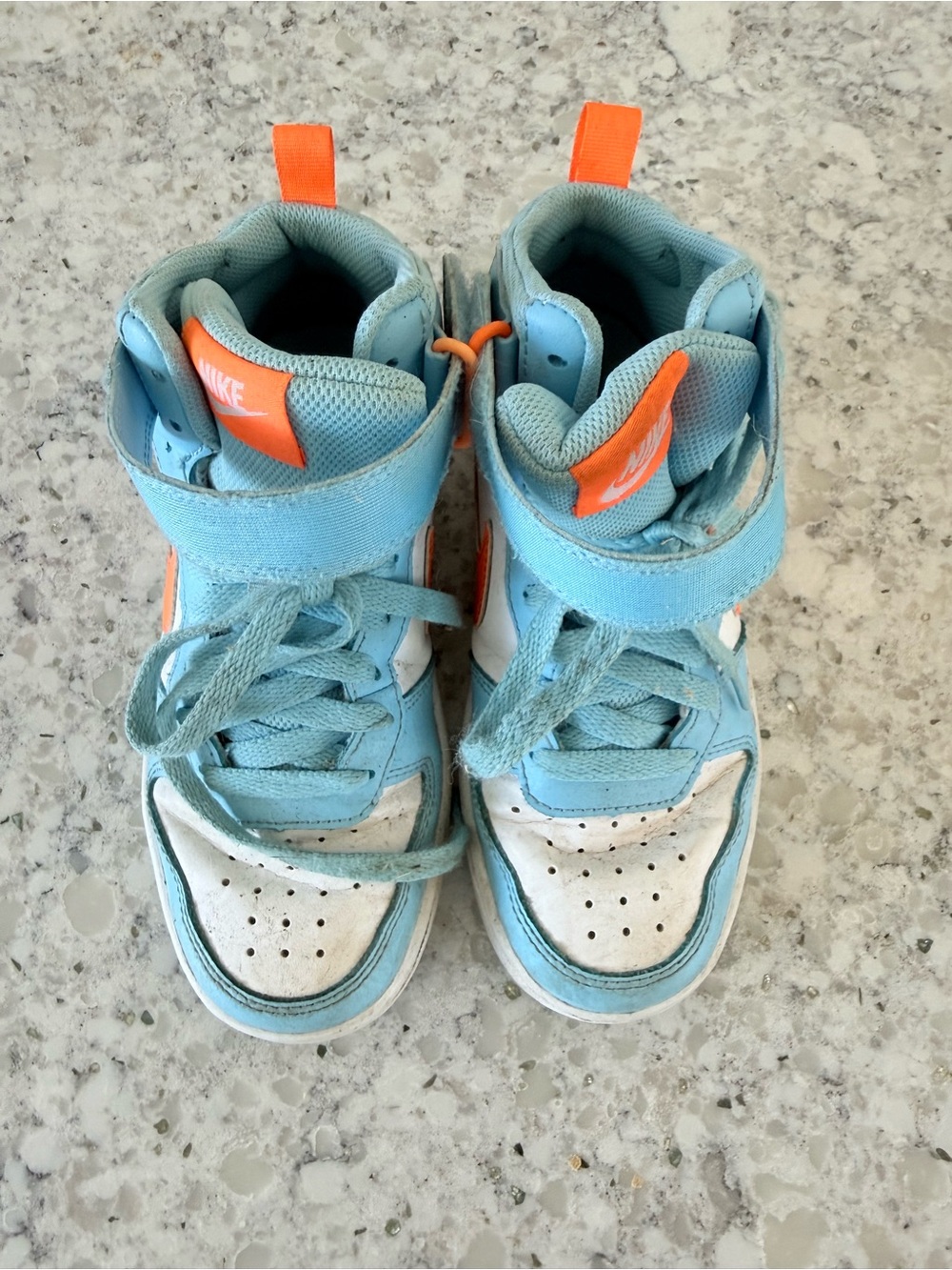 Nike Kids Light Blue and Orange High-Top Sneakers